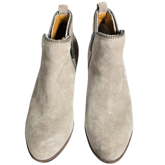 Lucky Brand Bartalino Booties Womens 7 Tan Suede Leather Ankle Boots Zipper Boho - Picture 8 of 12